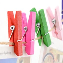 Houten Mini Klemmen - Ambachtelijke Clips - Decoratie en Knutselen - Inclusief Jute Touw - 100 Stuks - Oranje — thumbnail 2