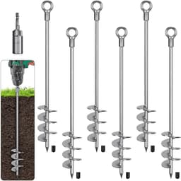 Zware Grondankers voor Trampoline, 47 cm Spiral Stake, 4 Stuks Metaal voor Camping, Tuin en Schommel met Bevestigingsring en Opbergtas — thumbnail 5