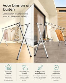 Seth Select Luxe Uitschuifbaar Droogrek - Inklapbaar Kledingrek voor Binnen en Buiten – Opvouwbaar Wasrek - Grijs — thumbnail 5