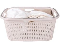 Wasmand met hengsel - 38 liter - 60 cm - creme - Draagwasmanden - Wasgoedmand - Mand met handvatten