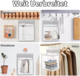Wasknijperzak Ophangen - Opbergzak Knijpers - Wasknijpers Bewaren - Met Hanger Haak - 20 x 10 x 24 cm - Wit — thumbnail 3
