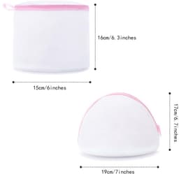 Dailygoods- Beha Waszak - 3 Stuks - Herbruikbare Waszakken - Mesh Waszak - Cilindrische/Halfronde Reinigingszakken - Roze - Lichtgewicht — thumbnail 5