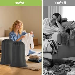 Reiswaszakken Set van 2, 70 x 115 cm, Vouwbare Waszakken voor Kleding, Ideaal voor Camisas, Chaquetas en Jerséis (Zwart) — thumbnail 3