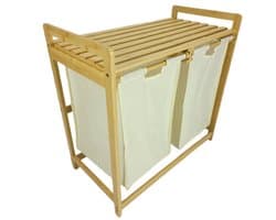 BEGRYF - Wassorteerder - bamboe - 2 vakken - beige - 70x35x68 cm — afbeelding 1