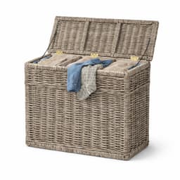 Rotan Wasmand Grey - 3 vakken - 85x40xH65 cm - Wasmand Riet driedelig — thumbnail 1