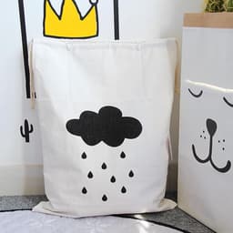 Wasbare Canvas Waszakken met Trekkoord - Set van 2, 60x48cm, Ruime Opbergtassen voor Kleding, Geschikt voor Wasmachine en Duurzaam Gebruik — thumbnail 2