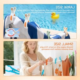 56 Stuks Kledingknijpers en Grote Kledingknijpers zonder Print - Handige Towel Clips voor Zonnebedden en Kleding — thumbnail 5