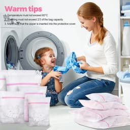 Set van 5 mesh waszakken - inclusief 1XL 2L 2M maten - roze kleur - geschikt voor delicate items - bh's - blouses - schoenen en babykleding — thumbnail 2