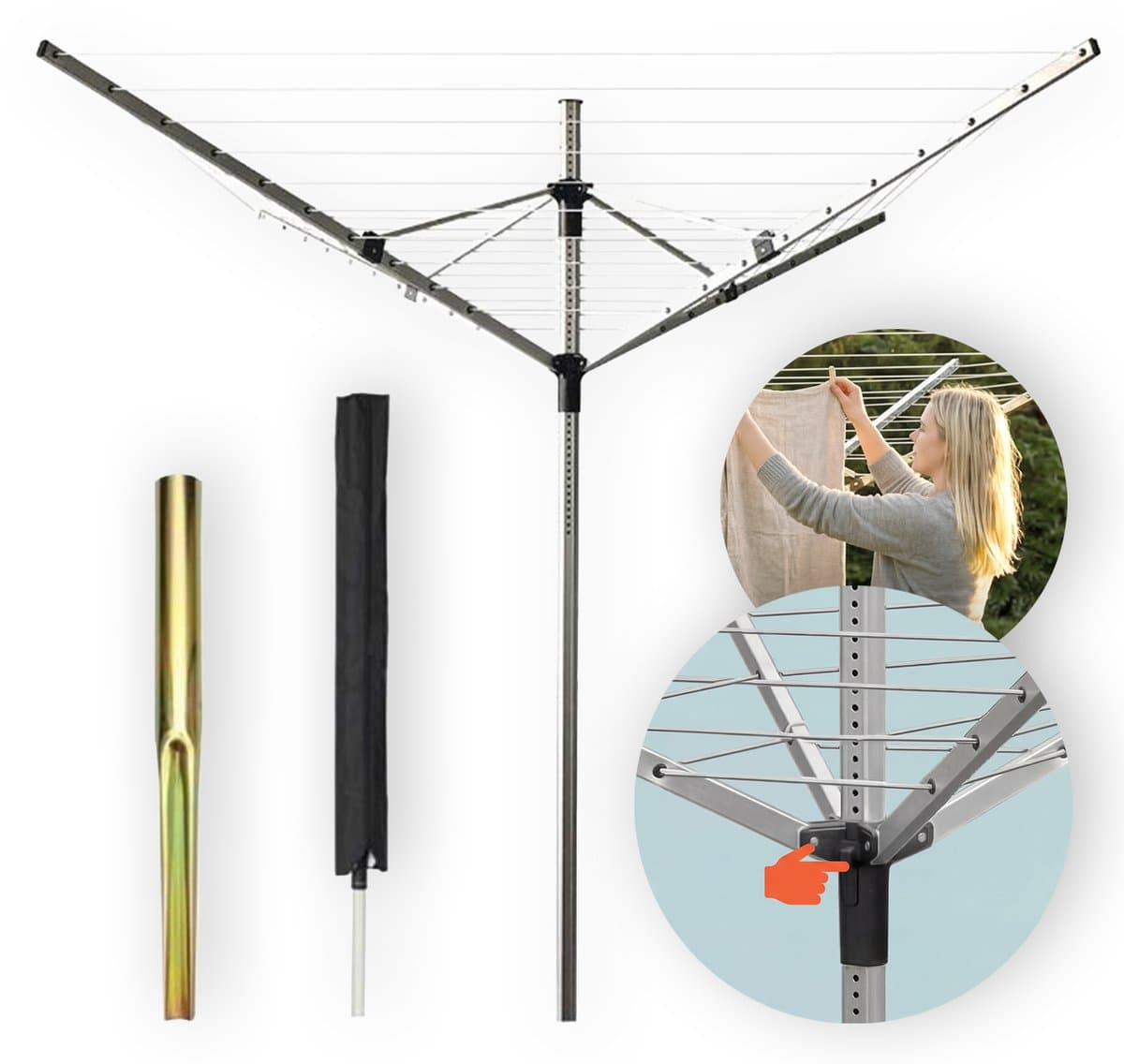 Promis SU200 Capri - Droogrek - Aluminium Constructie - 50m Droogruimte - Weerbestendig — afbeelding 1