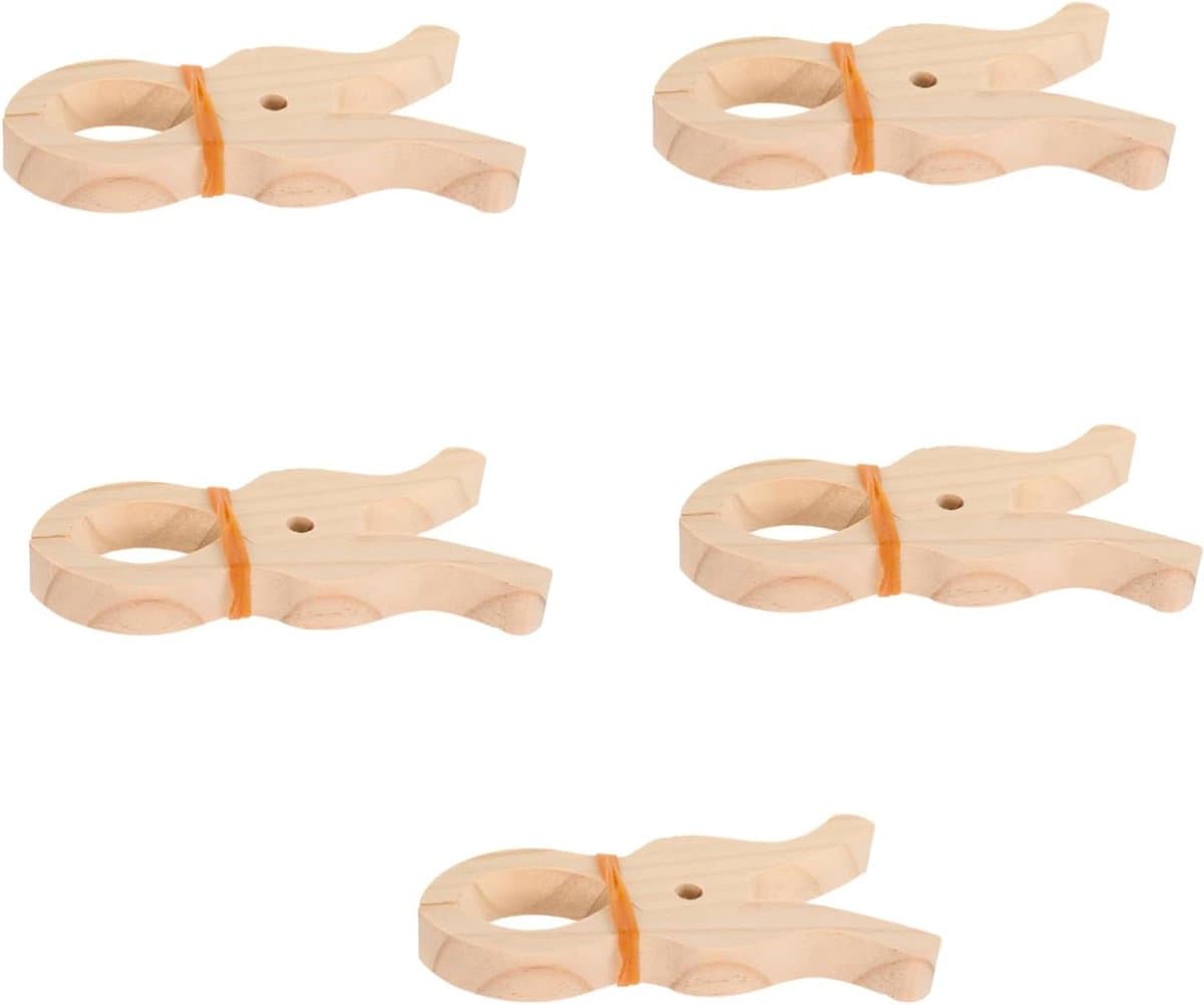 Houten Kledingknijpers - Grote Clips Hanger - Kleding Ophangen - Antislip Grip - 14x7x1.5 cm - Beige — afbeelding 1