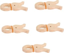 Houten Kledingknijpers - Grote Clips Hanger - Kleding Ophangen - Antislip Grip - 14x7x1.5 cm - Beige — thumbnail 1