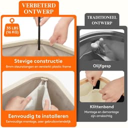 Store_8 - Wasmand - 105L - Vouwbaar en Met Deksel - Beige - Handige Opbergoplossing - Geschikt voor Badkamer en Slaapkamer - Ruimtebesparend — thumbnail 5