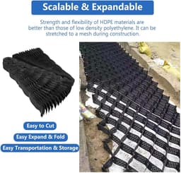 Grondstabilisatieroosters - Grindstabilisator Bodemversterking - Oprit Parkeren Tuin - Hoge Draagkracht 3600kg - 5cm of 10cm dik - Zwart — thumbnail 5