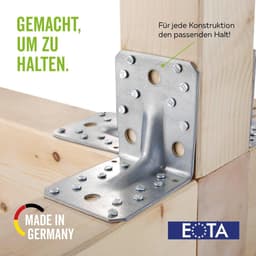 Hoekanker Extra Sterk - Verzinkte Hoekbeugel - Houtbouw Versteviging - Met Ribconstructie - 90x90x65 mm - Staal — thumbnail 4