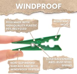 Wasknijpers - Kledingknijpers - Was ophangen - 95% Gerecycled Plastic - 120 Stuks - Groen — thumbnail 4