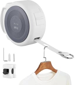DIMICO - Uittrekbare Waslijn - Roldrooglijn - Drooglijn uitschuifbaar - 4 Meter - Binnen en Buiten - Wit - Anti Doorhang — thumbnail 1