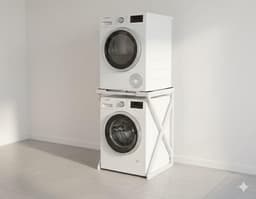 SERALUXE - Universeel Wasmachine Kast - Wasmachine Verhoger- Metaal - Wit - Universeel Wasmachine en Droger Kast - Wasmachine Ombouw - Wasmachinerek - Wasmachine Sokkel- Robuust - Stabiel - Stevig - Anti Vibratie — thumbnail 1