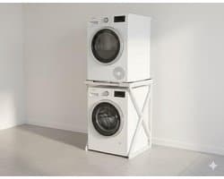 SERALUXE - Universeel Wasmachine Kast - Wasmachine Verhoger- Metaal - Wit - Universeel Wasmachine en Droger Kast - Wasmachine Ombouw - Wasmachinerek - Wasmachine Sokkel- Robuust - Stabiel - Stevig - Anti Vibratie