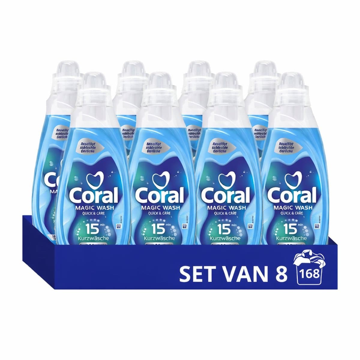 Coral Quickwash Vloeibaar Wasmiddel - Morning Dew - voor korte wasprogramma's - Voordeelverpakking - 8 x 21 Wasbeurten — afbeelding 1