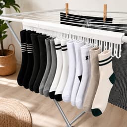 2 Stuks Sokkenknijpers Voor Droogrek - Sokkenhanger Voor Wasrek - Wasknijperstrip Voor Droogrek - Ruimtebesparende Sokkendroger - Handige Wasrek Accessoire - Geschikt Voor 12 Sokken Per Clip - Set Van 2 Stuks - Wit — thumbnail 4