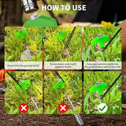 Set 30 groen/zilveren 25cm campingtentpinnen in doos – inclusief boor en trekker voor gras en vaste ondergronden — thumbnail 2