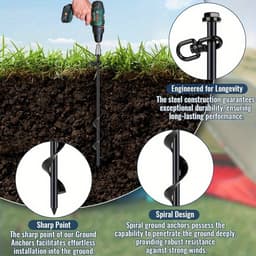 Zware 30cm schroefgrondankers met T-handvat – inclusief inbussleutel, geschikt voor trampolines, luifels, campings en windgevoelige constructies — thumbnail 4