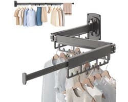 Woning Decor® Droogrek 127cm – Inklapbaar Wanddroogrek – Muur Wasrek – Droogrek Hangend - Voor Binnen en Buiten – Duurzaam & Ruimtebesparend — afbeelding 1