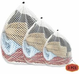Wasmachine waszak - 3 stuks - 40 cm - 60 cm - 3 verschillende maten - met trekkoord - herbruikbaar - waszak om vervorming en kreukels van kleding te voorkomen - beschermt kleding — thumbnail 1