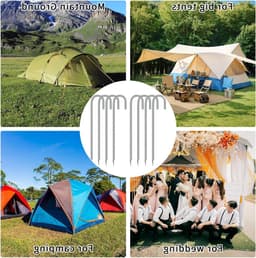 8 Stuks Grondpalen en Grondankers van 30 cm, J-Haak Tentpinnen voor Beveiliging van Tenten, Tuinpalen en Campingluifels — thumbnail 5