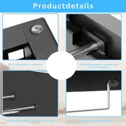HEZIVO® Droogrek Muur - Wasrek Muurbevestiging - Wanddroogrek - Inklapbaar Handdoekrek - 5 Rijen - 80 cm - Zwart — thumbnail 3