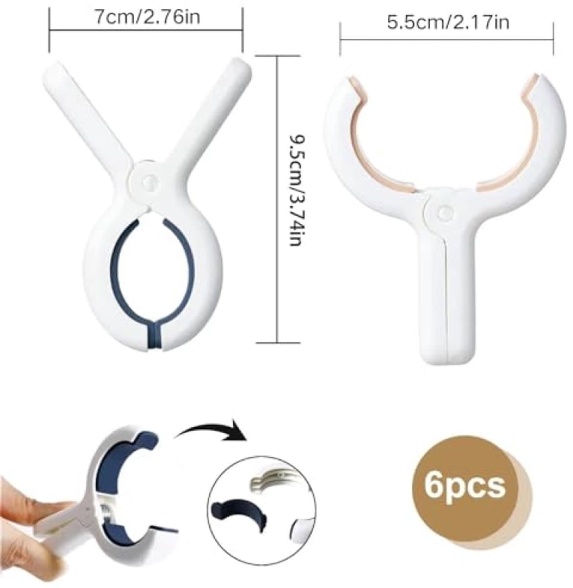 6 stuks strandhanddoekclips – winddichte wasknijpers voor handdoeken, ligstoelen, zwembad en camping – groot en stevig — afbeelding 1