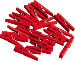 Mini Wasknijpers - Houten Klemmen - Decoreren en Knutselen - Trendy Design - 100 Stuks - Rood — thumbnail 2