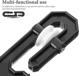 Waslijn Katrol Set - Waslijn Spanner - Efficiënt Drogen - S-vormig Ontwerp - 6 Stuks - Zwart — thumbnail 4