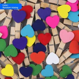 Houten Wasknijpers - Mini Fotoklemmen - Foto's Ophangen - Hartvormig Design - 80 Stuks - Veelkleurig — thumbnail 5