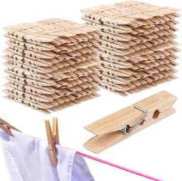 Houten Kledinghangers - Kleine Knijpers - Knutselen Foto's - Natuurlijk Hout - 400 Stuks - Naturel — thumbnail 1