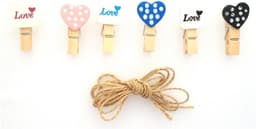 Houten Mini Wasknijpers Hartjes 24 Stuks met Jute Touw 2,4m — thumbnail 5