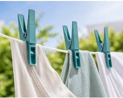 Wasknijpers JACYE - Turquoise - Kunststof - 24 Stuks - Knijper - Wassen - Was - Knijpers