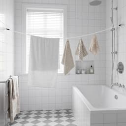 Reiswaslijn - 2 stuks - Met haken en zuignap - Draagbare elastische waslijn - Winddichte hanger voor buiten kamperen - Uitschuifbare waslijn - Waslijn - Voor buiten kamperen, wasdrogen - 3 m - Wit — thumbnail 3