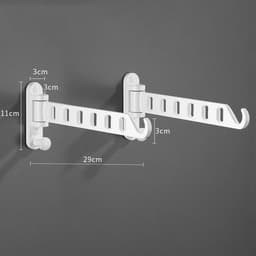 Kledingrek - 2 Stuks - Opvouwbaar Kledingroede - Aluminiumlegering - Wandmontage - Draaibaar - Droogrek voor kleding - Garderobestang - Ruimtebesparend - Kledingstang Roede Kast - Geschikt voor kledingkasten en opbergruimtes - 29*3*11cm - Wit — thumbnail 1