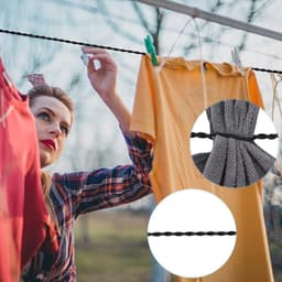 Reiswaslijn - 2 stuks - Met haken en zuignap - Draagbare elastische waslijn - Winddichte hanger voor buiten kamperen - Uitschuifbare waslijn - Waslijn - Voor buiten kamperen, wasdrogen - 3 m - Zwart — thumbnail 2