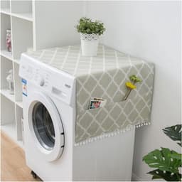 Wasmachine hoes - Apparaatdeksel - Apparaten beschermen - Met opbergvakken - 55 x 130 cm - Zwart marmer — thumbnail 1