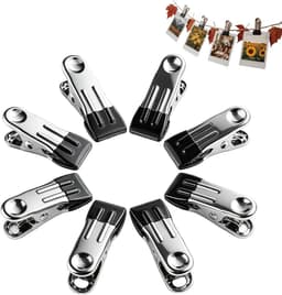 Metalen Wasknijpers - Opbergklemmen Clips - Kleding Ophangen - Roestvrij Staal - Set Van 8 - Zwart — thumbnail 1