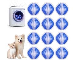 Pluisballen Wasmachine - Haarverwijderaar Ballen - Haarvrij Wassen - Vangt Dierenharen Op - 12 Stuks - Blauw