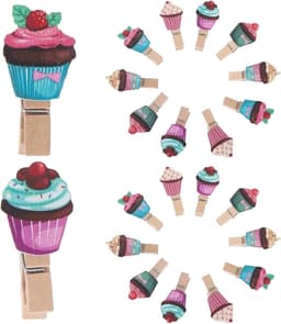 Mini Houten Clips - Decoratieve Knijpers - Foto's Ophangen - Ijssculptuur Design - 43 cm - Multicolor — thumbnail 1