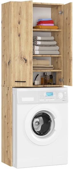 Badkamerkast voor Wasmachine FIN / Hoge Wasmachinekast met 2 Deuren / AKORD Furniture Factory / Artisan Eik / 64 x 180 x 30 cm — thumbnail 2