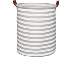 Opvouwbare wasmand met handvat, grote opbergmand 63 l, waterdichte stof, wasmand voor kinderen, voor het opruimen van de slaapkamer - grijs gestreept