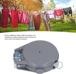 Intrekbare Waslijn - Drooglijn Kleding - Kleding Drogen - Stevig en Duurzaam - Draagt 30 lbs - Wit — thumbnail 2