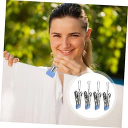 Wasknijper Hanger - Kledingclips - Drogen en Opbergen - Roestvrij Staal - 6 Stuks - Blauw — thumbnail 3