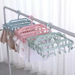 Solidchoice - Dailygoody - Hangende wasdroger - Wasknijpers - Duurzaam design - Blauw - Kledinghanger - Ideaal voor ondergoed en babykleding - Inklapbaar voor eenvo — thumbnail 3