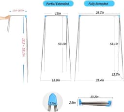 REWYTAZ-Droogrek - met Stang - Inklapbaar Wasrek - Extra Groot Droogrek - Extra stevig en licht - Geschikt voor reizen - Inklapbaar Droogrek - Mini - Staand Kleding Wasdroogrek - Droogtoren - kleding droogrek - Badkamer/Balkon/Binnen/Buiten — thumbnail 5